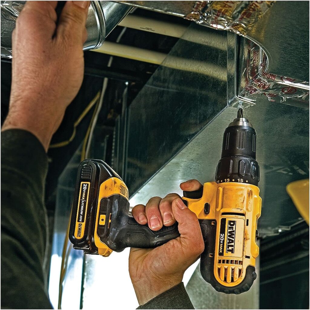 DEWALT 20V MAX Cordless Drill and Impact Driver, Power Tool Combo Kit with 2 Batteries and Charger, Yellow/Black (DCK240C2)