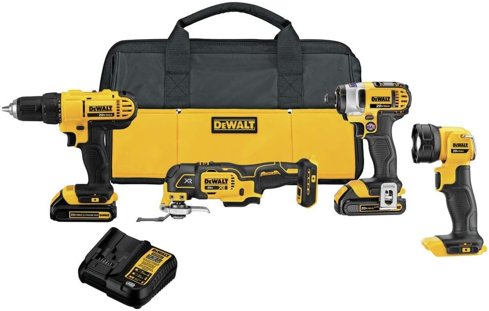 DEWALT 20V MAX Power Tool Combo Kit, 4-Tool Cordless Power Tool Set with 2 Batteries and Charger (DCK444C2)