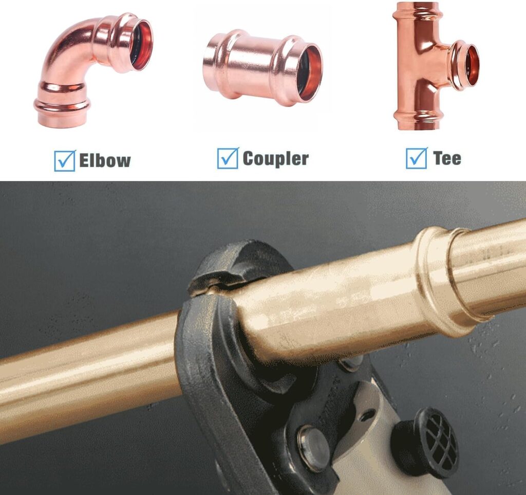 iGeelee Hydraulic Copper Pipe Press Tool with 1/2,3/4 and 1 Dies for Copper Pipe Fitting and 3/8,1/2,5/8,3/4,1 Dies for ASTM F1807 Pex Pipe Copper Ring (HT-1950E)